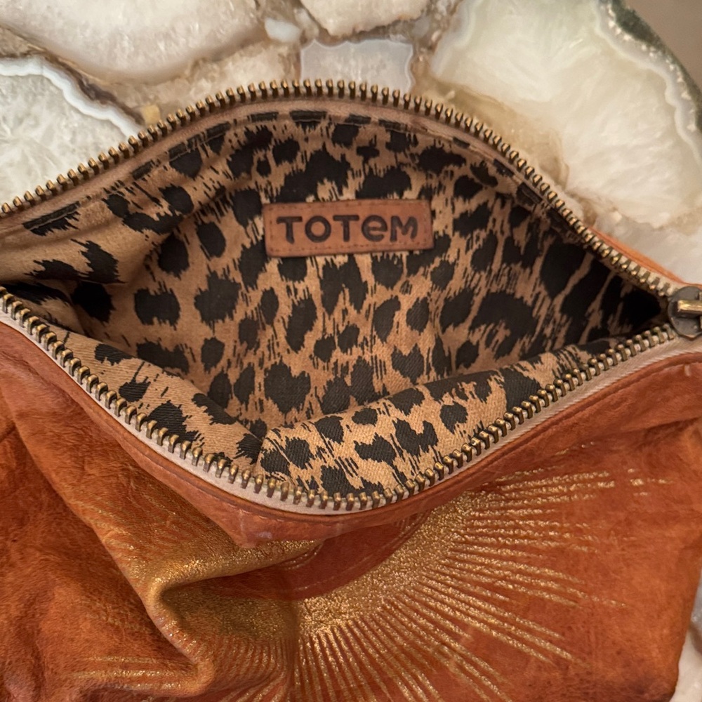 Toteme Brown Leather Cosmetic Bag with Gold Eye Design - Picture 3 of 3